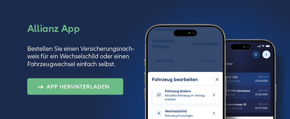 Allianz App auf einem Smartphone zur digitalen Verwaltung von Versicherungen und Schäden.