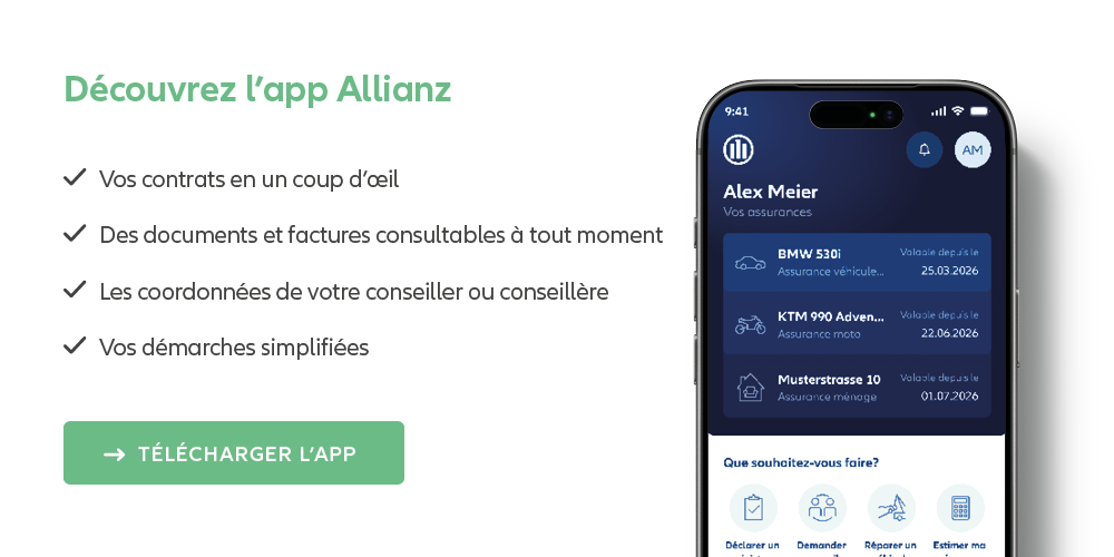 App Allianz sur smartphone pour la gestion numérique des assurances et des sinistres.