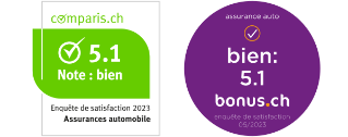 Comparis.ch label: 5.3 et Bonus.ch label: 5.1 pour Allianz Assurance automobile