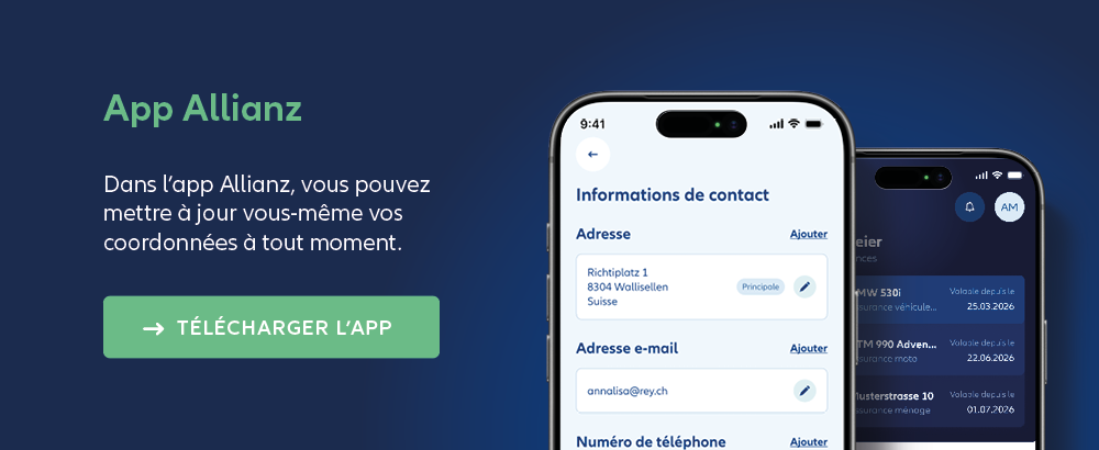 App Allianz sur smartphone pour la gestion numérique des assurances et des sinistres.