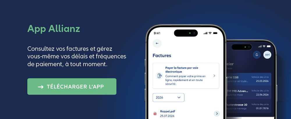 App Allianz sur smartphone pour la gestion numérique des assurances et des sinistres.