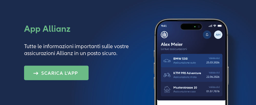 App Allianz su smartphone per la gestione digitale delle assicurazioni e dei sinistri.