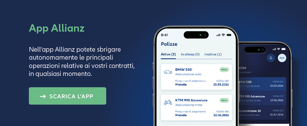 App Allianz su smartphone per la gestione digitale delle assicurazioni e dei sinistri.