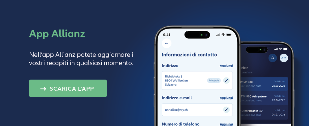 App Allianz su smartphone per la gestione digitale delle assicurazioni e dei sinistri.