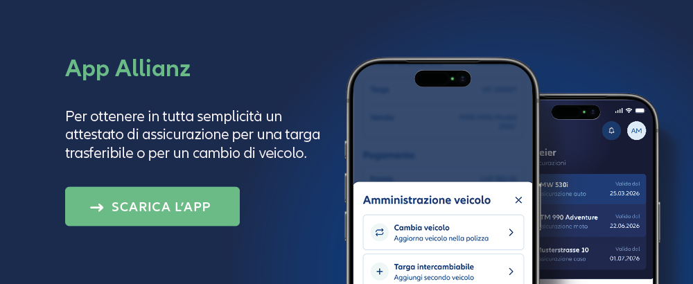App Allianz su smartphone per la gestione digitale delle assicurazioni e dei sinistri.