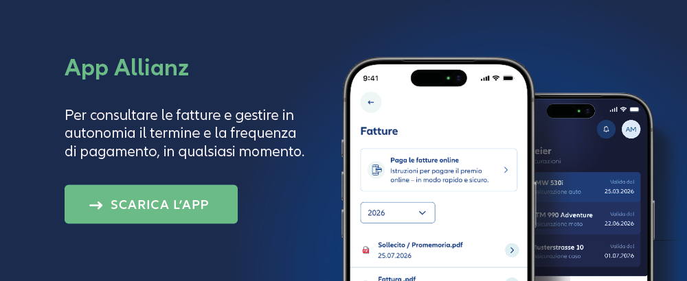 App Allianz su smartphone per la gestione digitale delle assicurazioni e dei sinistri.
